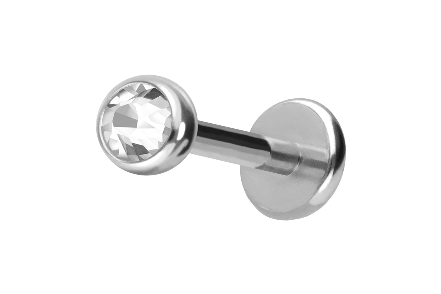 Titan Labret Piercing mit Push Fit KRISTALL